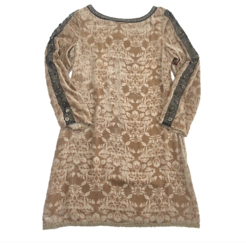 Sundance champagne velvet beaded sleeve dress 10